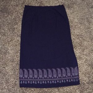 Norton McNaughton Navy Purple Paisley Long Skirt